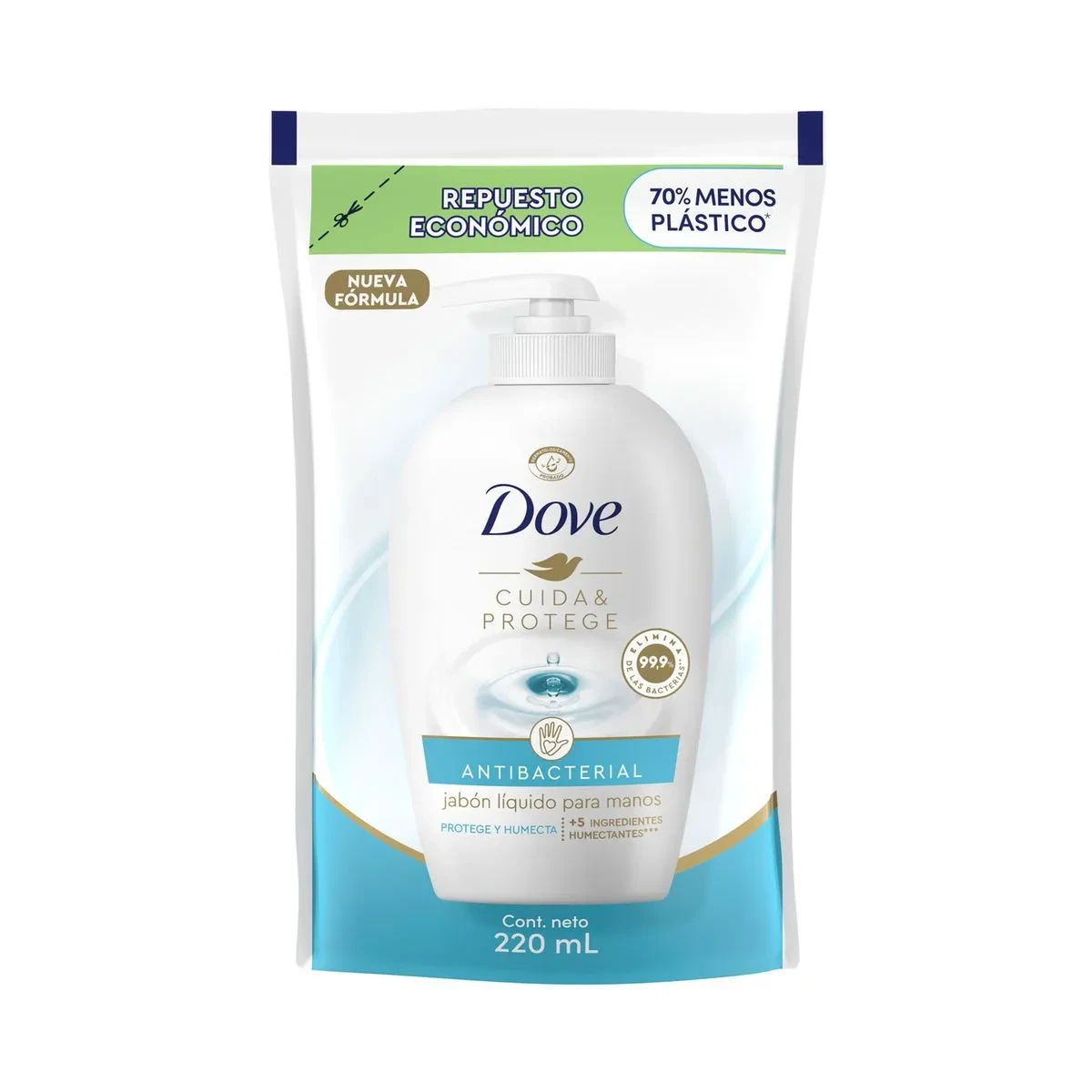 DOVE JABÓN LÍQUIDO ANTIBACTERIAL X 220ML REPUESTO