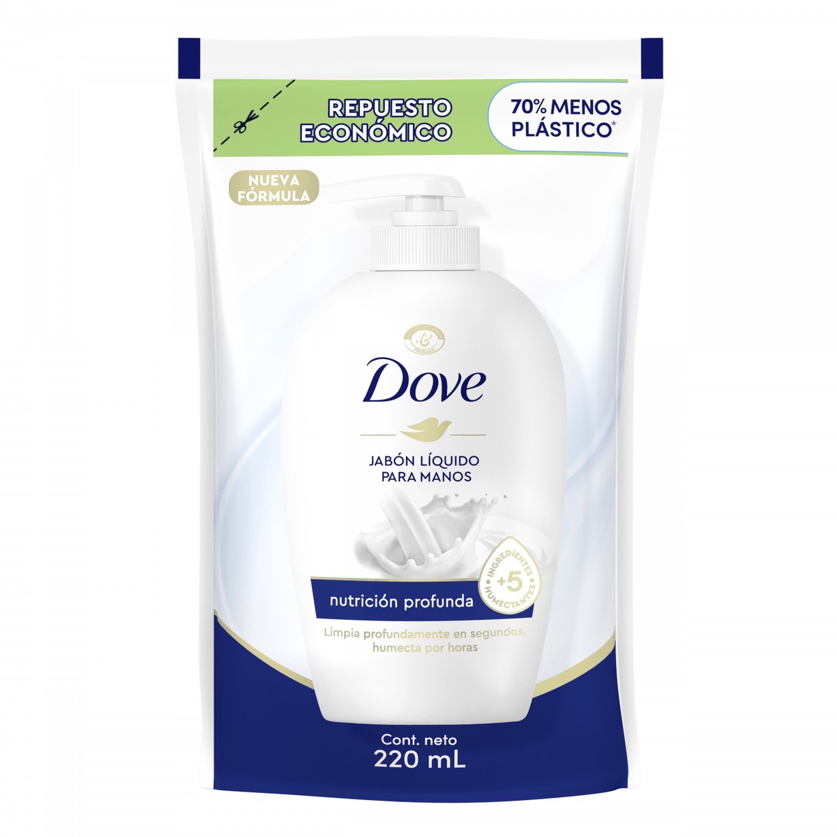 DOVE JABÓN LÍQUIDO NUTRICIÓN PROFUNDA 220 ML REPUESTO